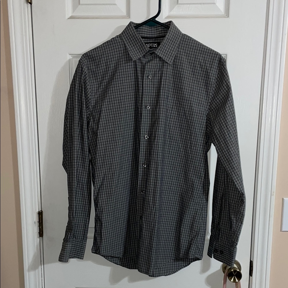 Apt. 9 Men's Black Checkered dress Shirt medium button down